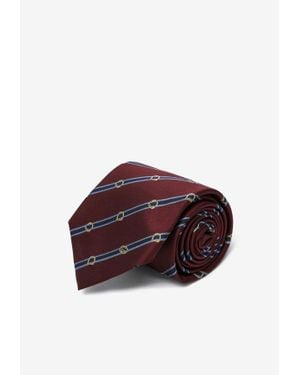 Gucci Logo Print Silk Tie - Purple
