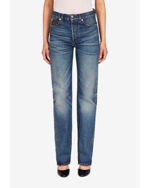 Ferragamo Straight-Leg Faded Jeans - Blue