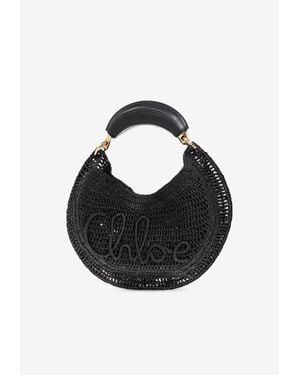 Chloé Summer Banana Woven Basket Bag - Black