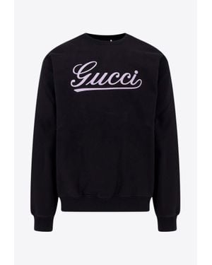 Gucci Logo Print Crewneck Sweatshirt - Black