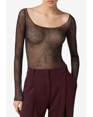 Elisabetta Franchi Long-Sleeved Bodysuit - Red