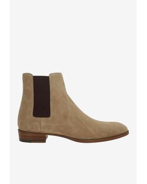 Saint Laurent Wyatt Suede Chelsea Boots - Brown