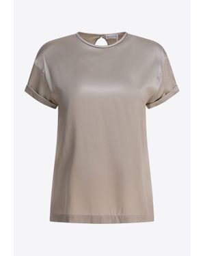 Brunello Cucinelli Classic Short-Sleeved Blouse - Gray