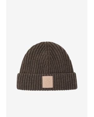 Loewe Anagram Patch Cashmere Beanie - Brown