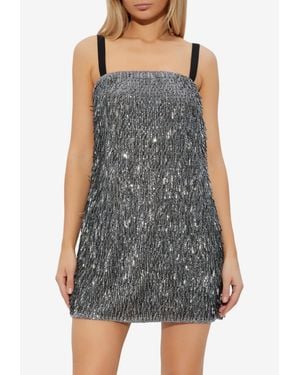 Dolce & Gabbana Sequin Strappy Mini Dress - Gray
