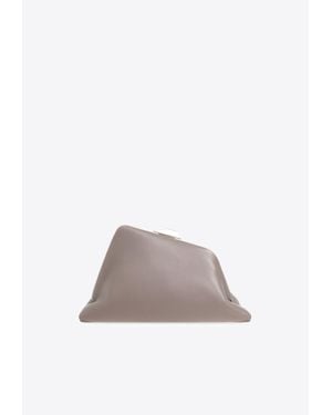 The Attico Day Off Nappa Leather Clutch Bag - Gray