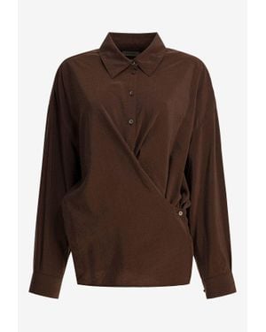 Lemaire Twisted Silk Long-Sleeved Shirt - Brown