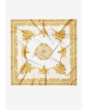Versace Baroque Print Silk Foulard Scarf - Metallic