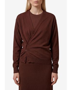 Lemaire Twisted Wool Blend Cardigan - Brown