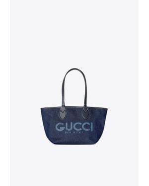 GUCCI Totissima denim reversible shopping bag グッチ Gucci Totissima small reversible tote in dark blue denim
