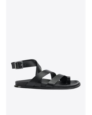 Alohas Tide Wraparound Leather Sandals - Black