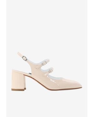 CAREL PARIS Banana 70 Patent Leather Slingback Pumps - Natural