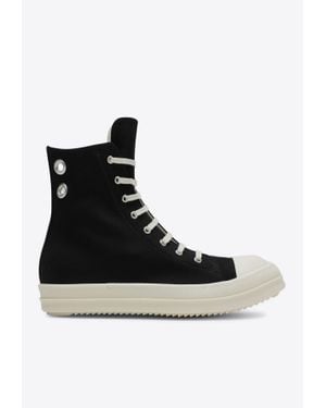 Rick Owens High-Top Canvas Sneakers - Black