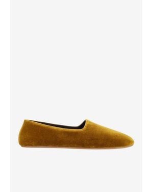 The Row Ponti Velvet Loafers - White