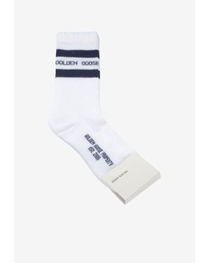 Golden Goose Distressed Sports Socks - White