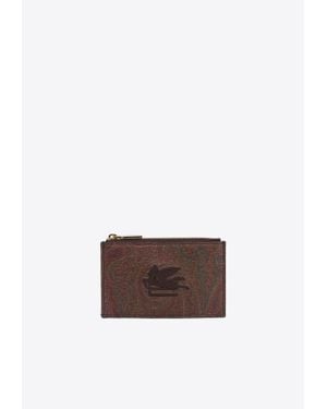 Etro Paisley-Pattern Zipped Cardholder - White