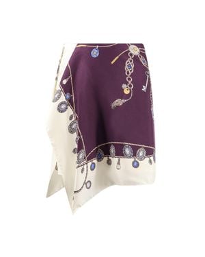 Versace Stolen Jewels Print Silk Mini Wrap Skirt - Purple
