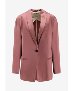 Alysi Single-Breasted Satin Blazer - Pink