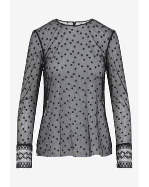 Alberta Ferretti Polka Dots Tulle Top - Black