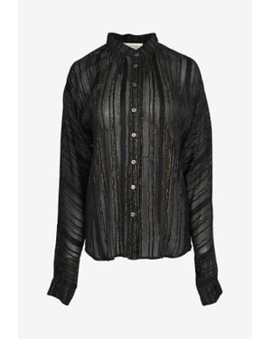 Paul & Joe Long-Sleeved Lurex Sheer Shirt - Black