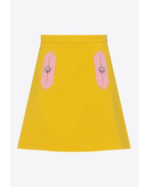 Valentino A-Line Wool Mini Skirt - Yellow