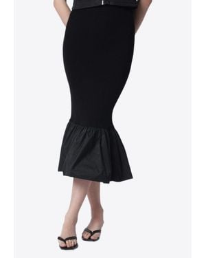 Patou Faille Ruffle-Hem Midi Skirt - Black