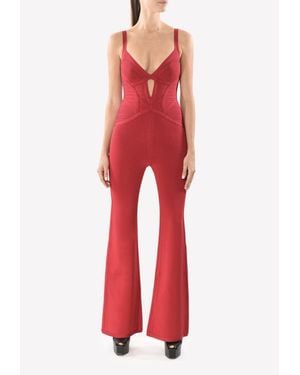 Hervé Léger Dilonne Essential Bandaged Jumpsuit - Red