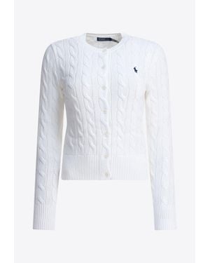 Polo Ralph Lauren Cable Knit Logo Cardigan - White