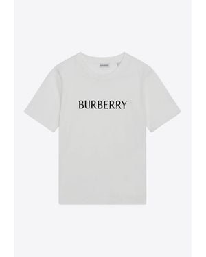 Burberry Logo-Embroidered Short-Sleeved T-Shirt - White