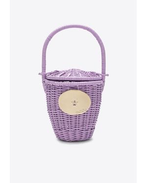 Patou Wicker Bucket Bag - White