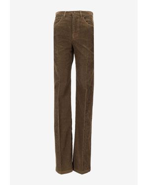 Saint Laurent Straight-Leg Stitched Pants - Brown