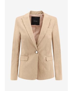Pinko Freda Single-Breasted Blazer - Natural