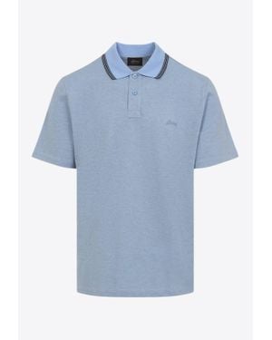Brioni Logo-Embroidered Polo T-Shirt - Blue
