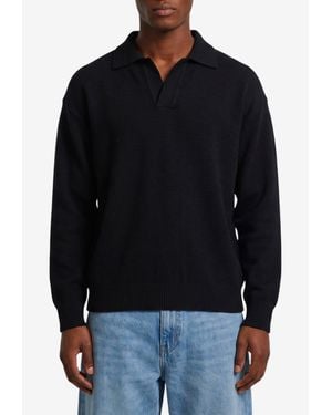 Roberto Collina Wool Polo Sweater - Black