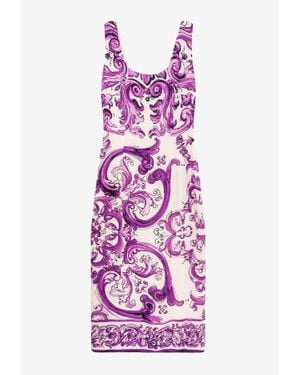 Dolce & Gabbana Majolica Print Dress - Purple