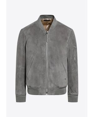 Tom Ford Suede Leather Bomber Jacket - Grey