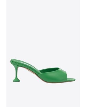 Aquazzura Bisous 65 Nappa Leather Mules - Green
