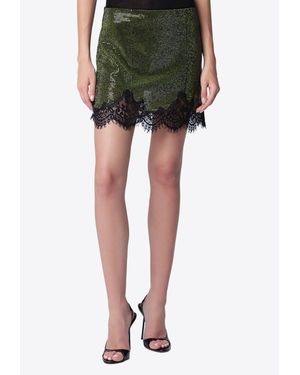 Self-Portrait Crystal Knit Mini Skirt - Black