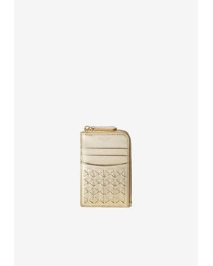 Serapian Metallic Mosaico Leather Zipped Cardholder - White