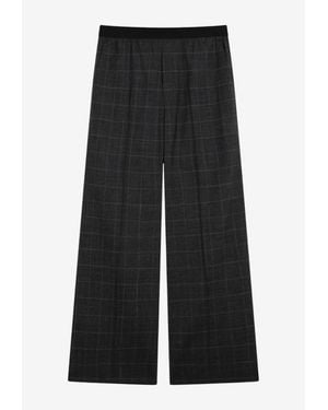 Balenciaga Tartan Check Wide-Leg Trousers - Black