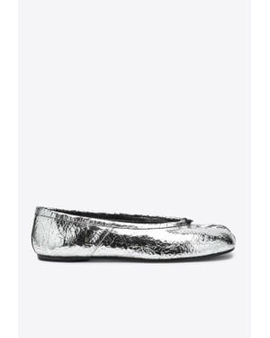 Maison Margiela Tabi Mirrored Leather Ballet Flats - White