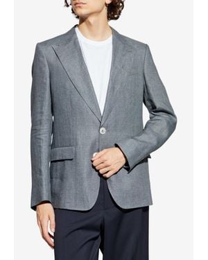 Dolce & Gabbana Single-Breasted Linen Blazer - Gray
