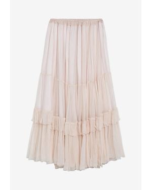 Chloé Tiered Ruffled Silk Midi Skirt - Pink