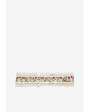 Chloé Lace And Floral Jacquard Choker Necklace - White
