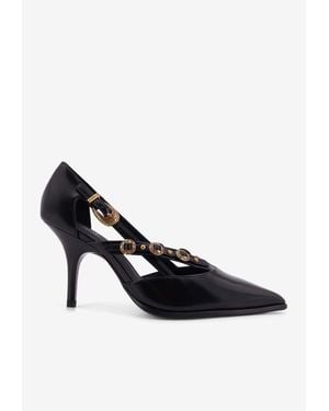 Pinko 70 Logo-Plaque Leather Pumps - Black