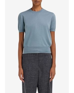 Ferragamo Fine Knit Wool Top - Blue