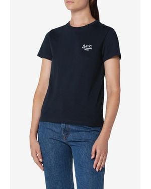 A.P.C. Embroidered Logo T-Shirt - Blue