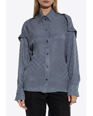 Ferragamo All-Over Monogram Button-Up Shirt - Grey
