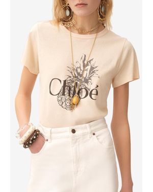 Chloé Pineapple And Logo Print T-Shirt - Natural