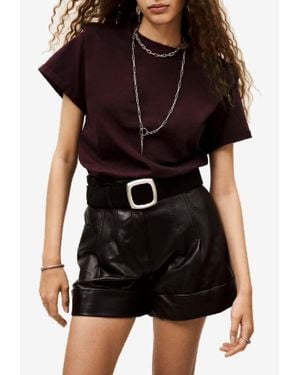 Ba&sh Pio T-Shirt With Shoulder Pads - Black